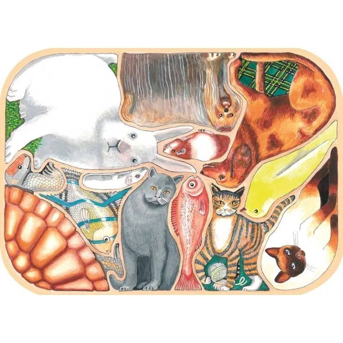 Puzzle 12 Pièces Animaux Familiers en Folie