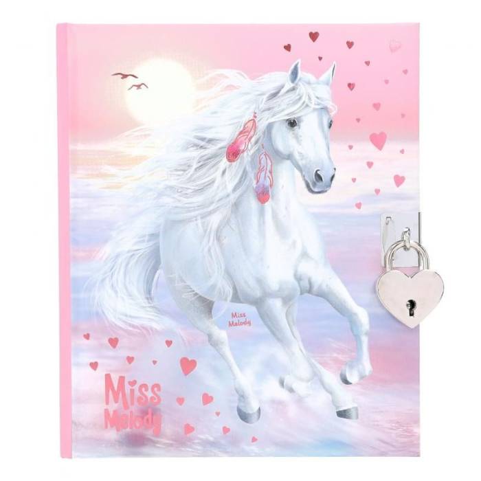 Journal intime Miss Melody Cheval Blanc avec autocollants