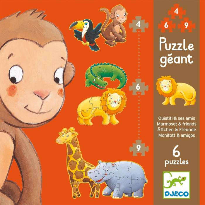 Puzzle évolutif Ouistiti et ses amis 4,6 et 9 pièces