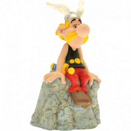 Tirelire Astérix assis sur un rocher