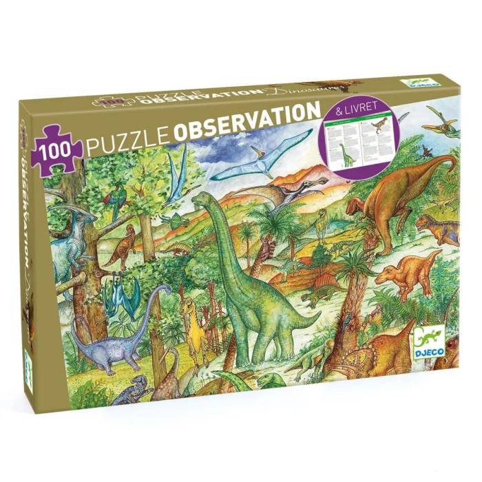 Puzzle d'observation Dinosaures et livret