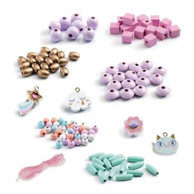 Perles en bois arc en ciel