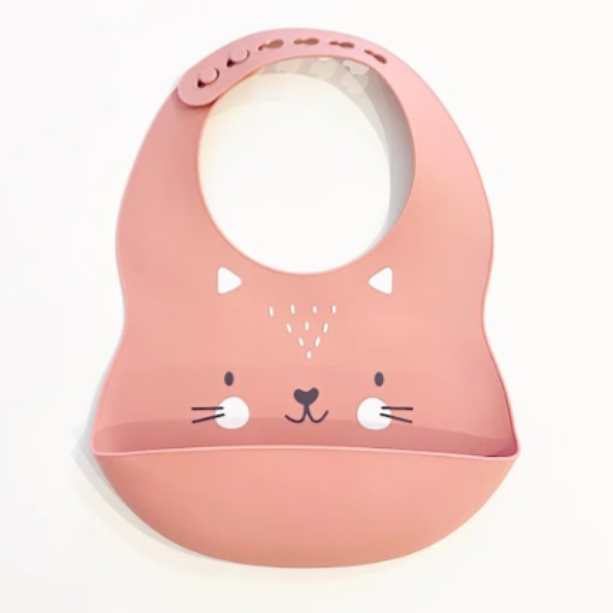 Bavoir en silicone Chat rose