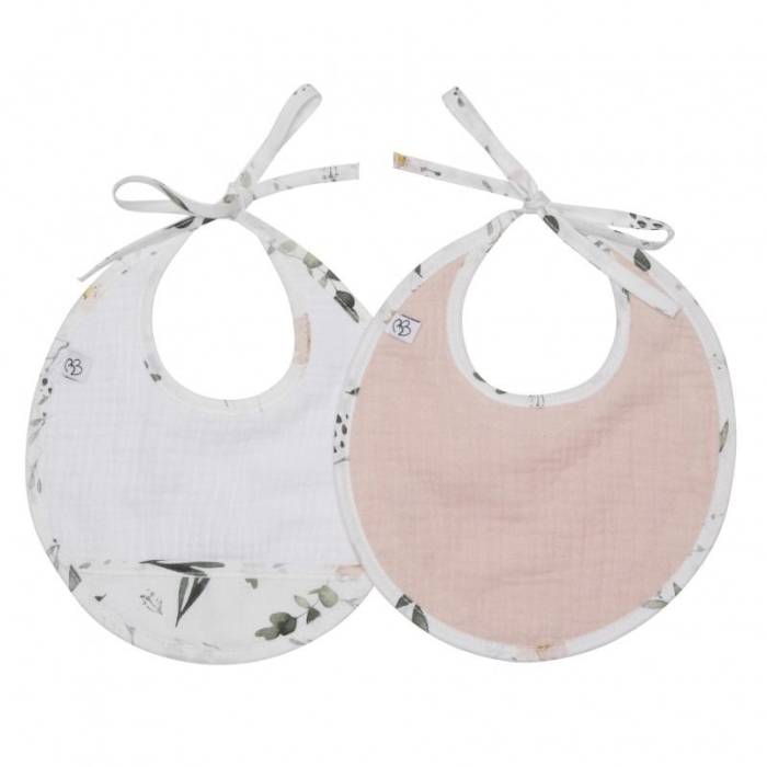 Lot de 2 bavoirs naissance en gaze de coton - Sweet Garden