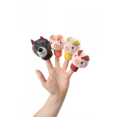 Marionnettes à doigts Loup et 3 petits cochons