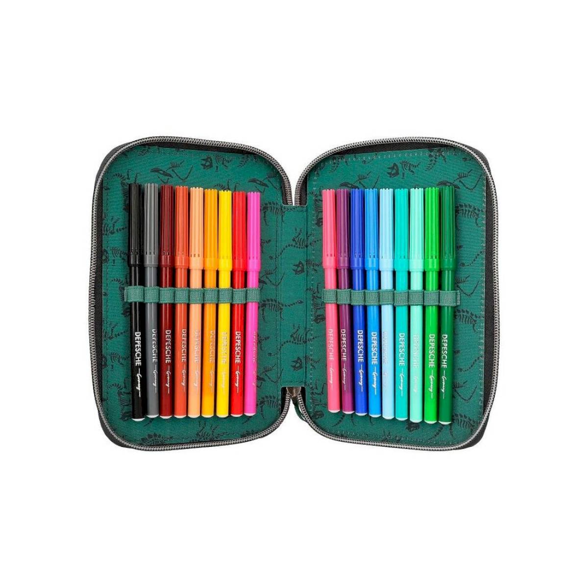 Trousse à crayons 3 compartiments Dino World - Depesche - Rêve de