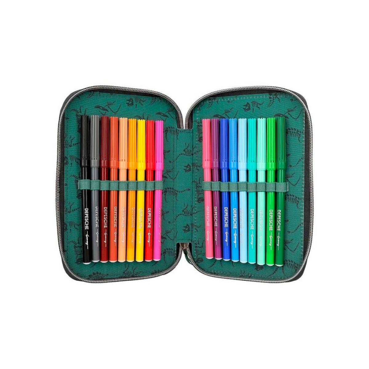 Trousse à crayons 3 compartiments Dino World