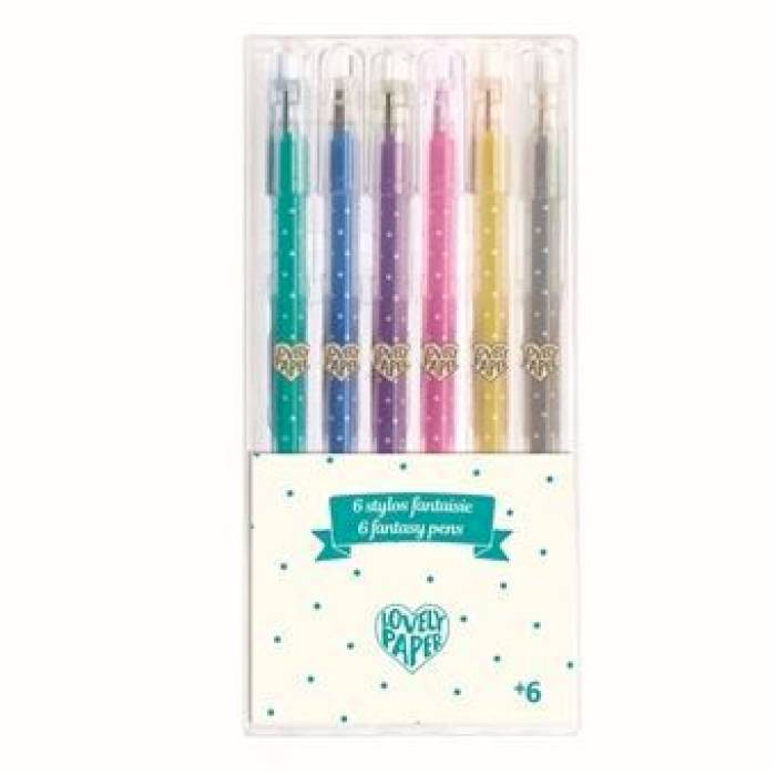 6 stylos gel pailletés