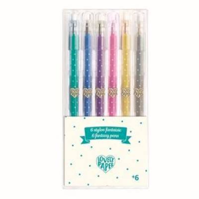 6 stylos gel pailletés