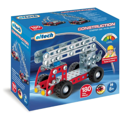 Coffret de construction en métal - Camion de pompiers rouge
