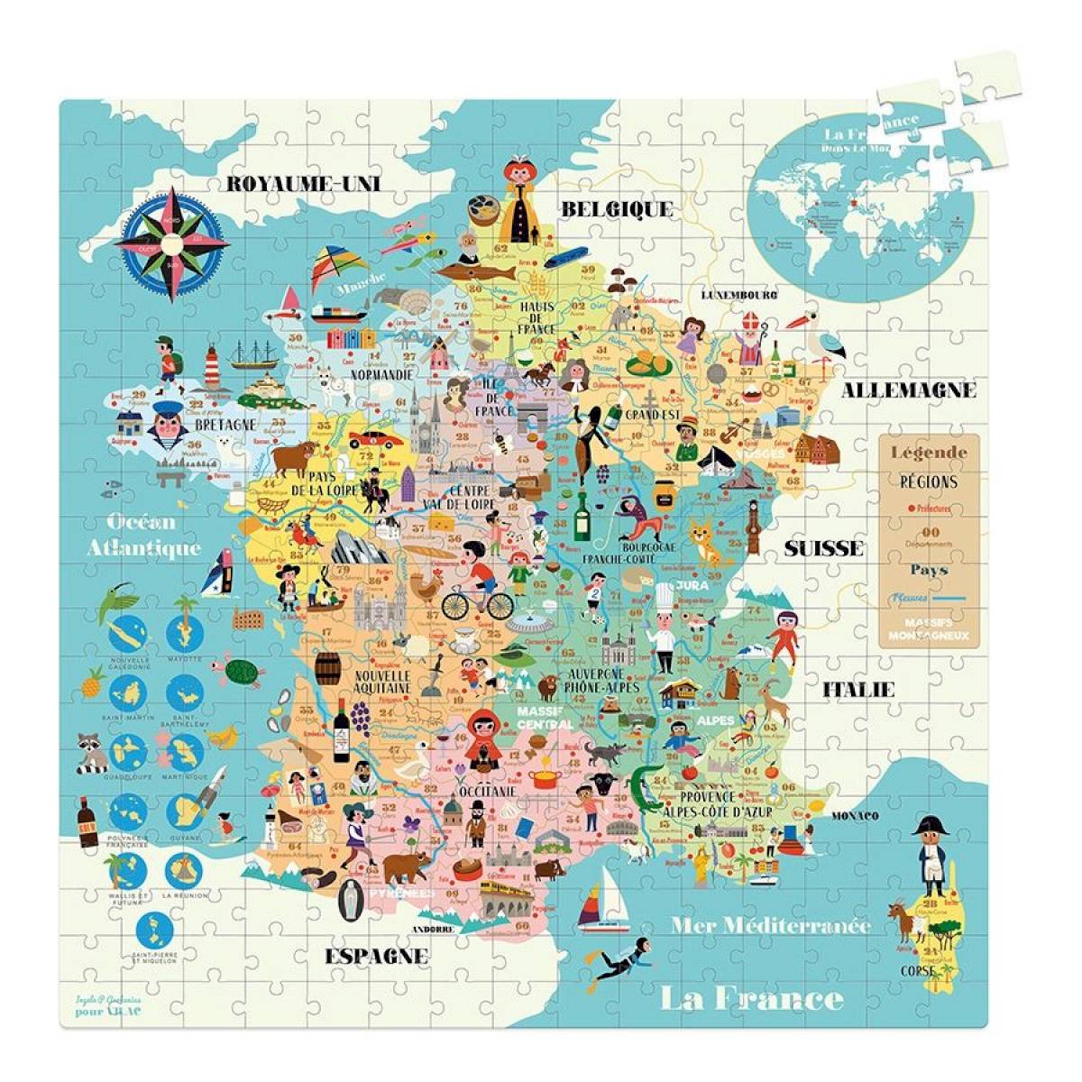Lais Puzzle Carte du Monde en français 500 pièces : : Jeux et  Jouets