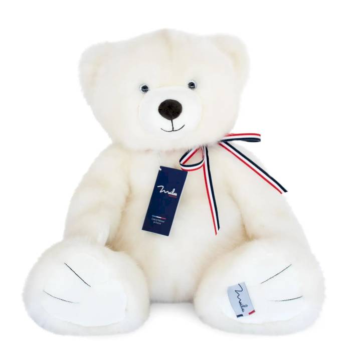 Peluche L'Ours Français 50cm blanc poudré - Maïlou