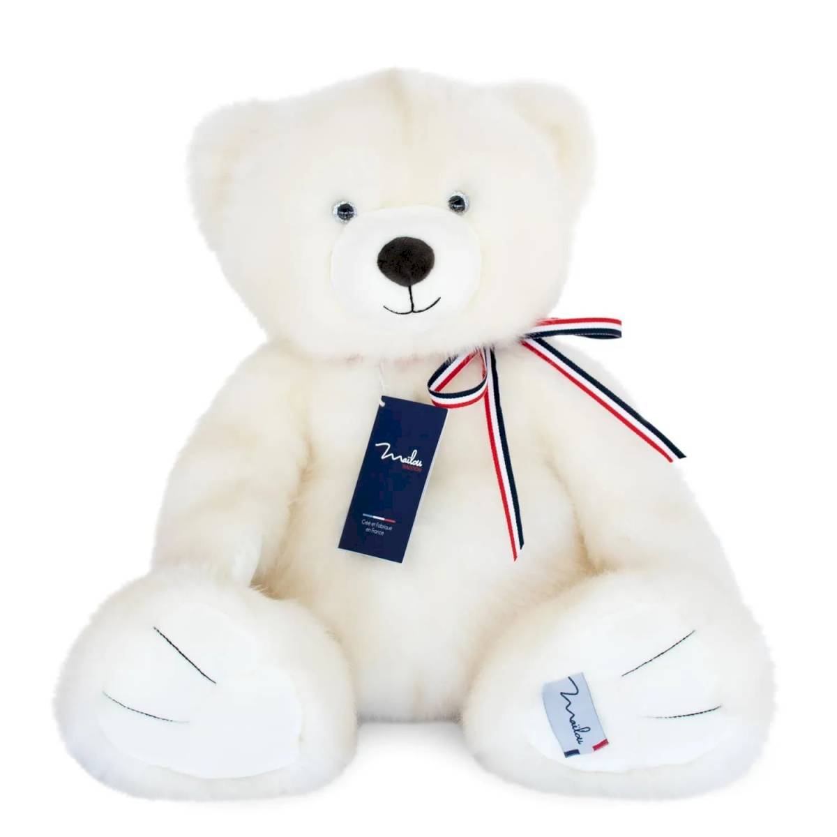 Peluche L'Ours Français 50cm blanc poudré - Maïlou
