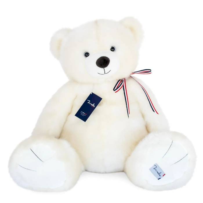 Peluche L'Ours Français 65cm blanc poudré - Maïlou