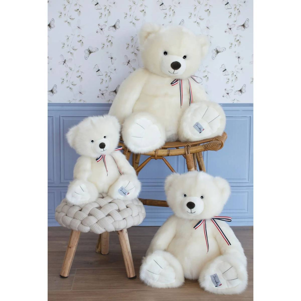 Peluche L'Ours Français 65cm blanc poudré - Maïlou