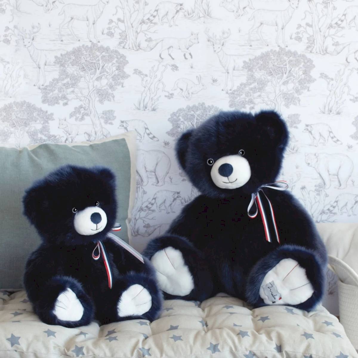 Peluche L'Ours Français 50cm bleu marine - Maïlou