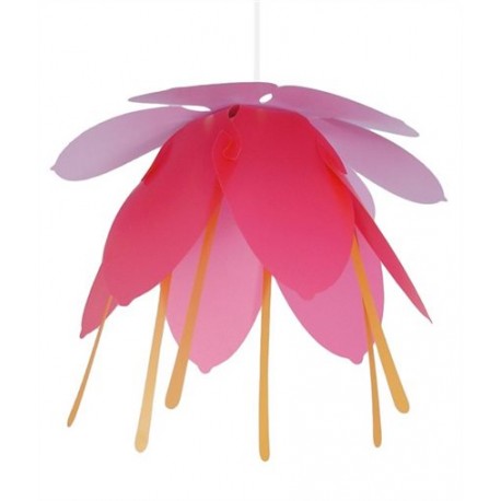 Lampe suspension fleur fuchsia rose