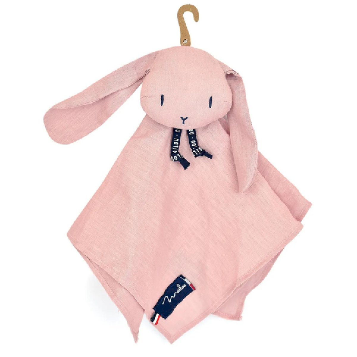 Doudou lapin rose en lin - Perlipopette