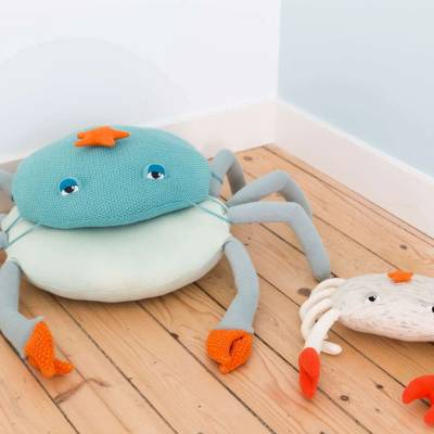 Grand coussin Crabe turquoise