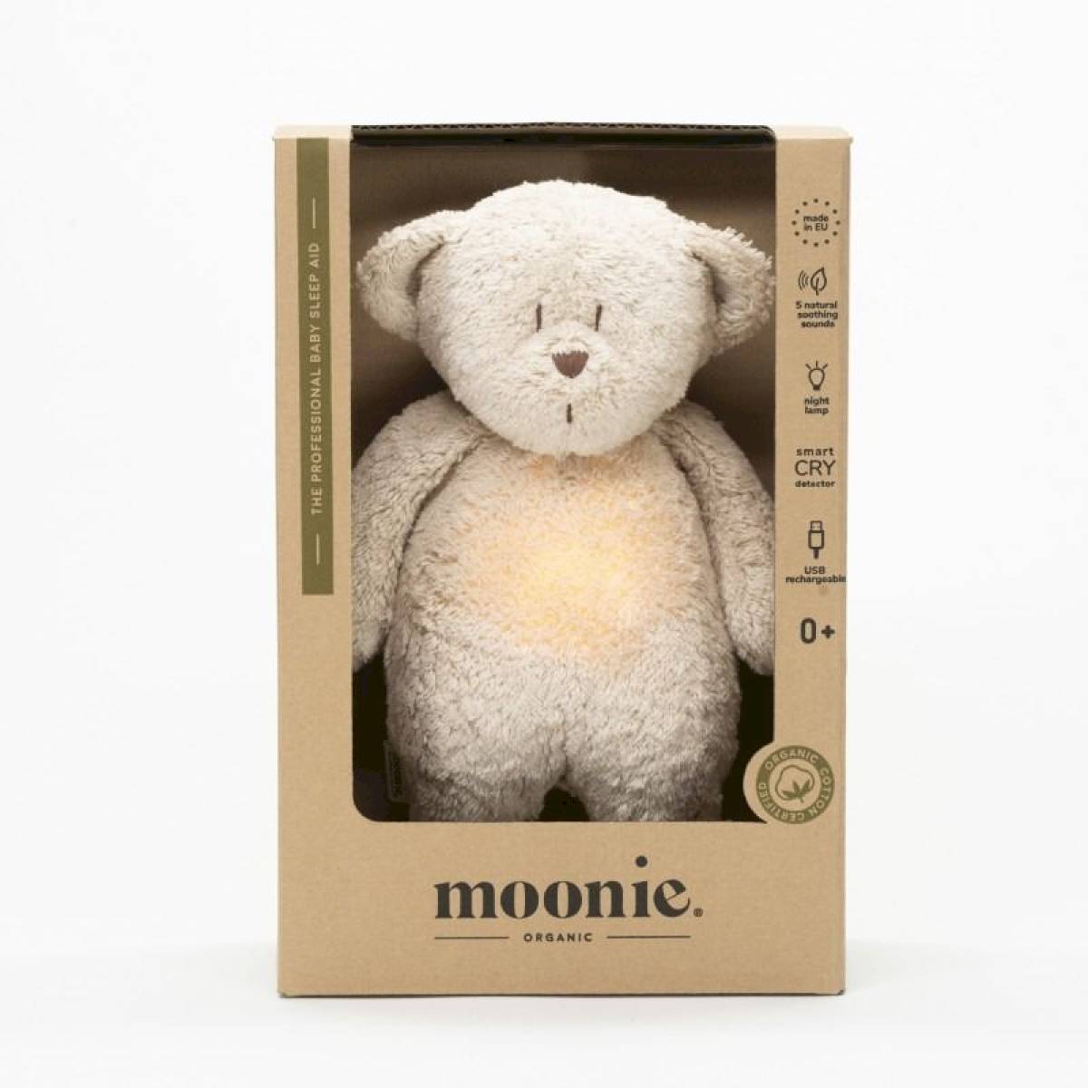 Peluche veilleuse Ours Moonie sable