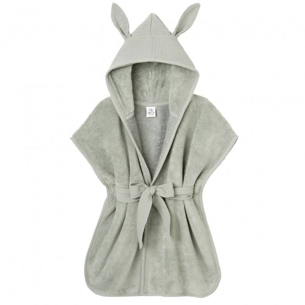 Peignoir de bain Soft vert de gris 0-2 ans