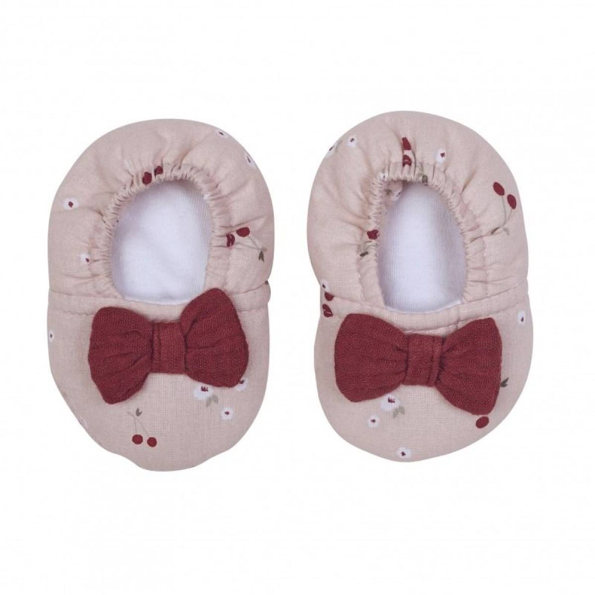 Chaussons naissance avec nœud  Cerises