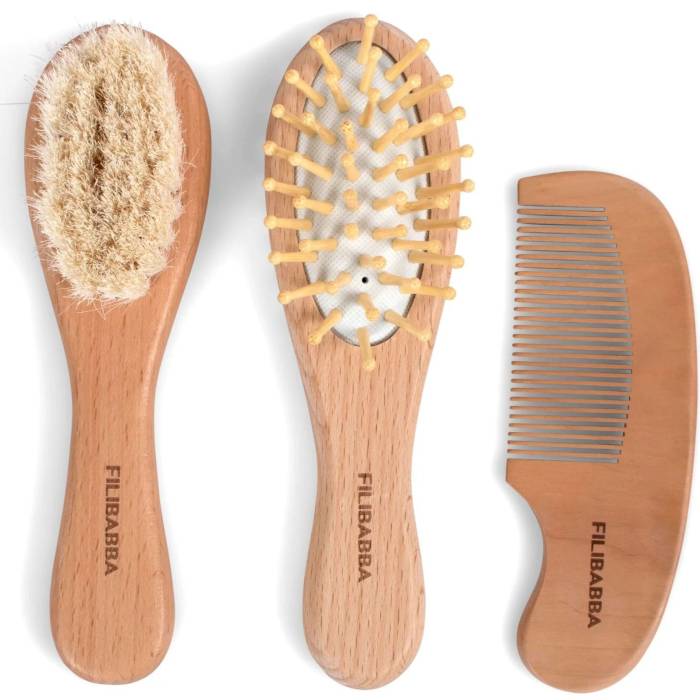 Set brosses à cheveux et peigne bébé en bois