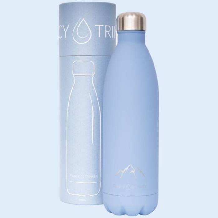 Gourde en acier 1L  Montagnes - bleu