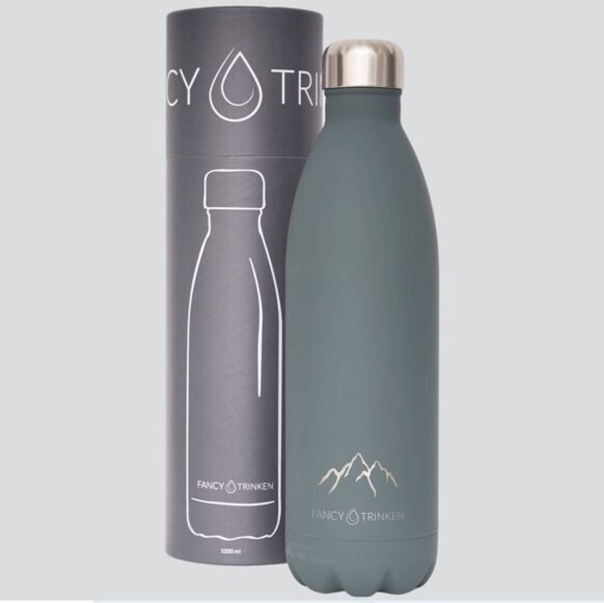 Gourde en acier 750ml Montagne - gris anthracite