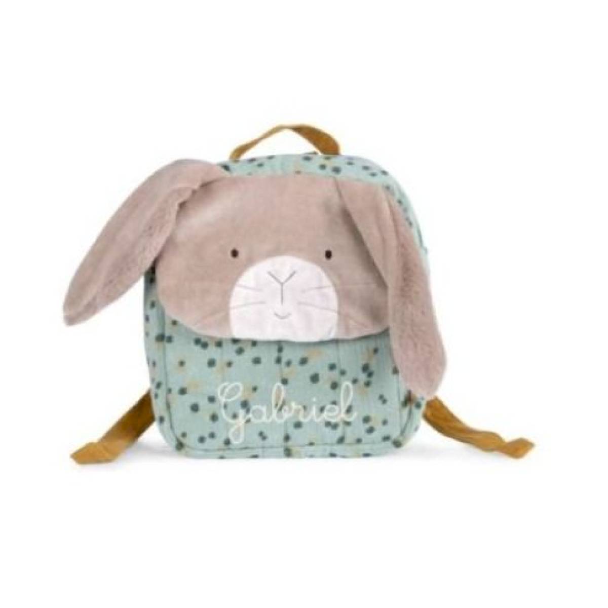 Sac à dos lapin sauge Trois Petits Lapins personnalisé