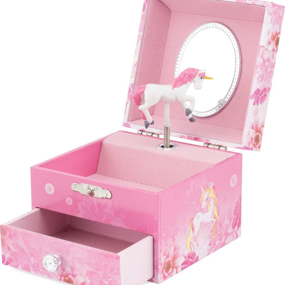 Boite à bijoux musicale Licorne Fleurs