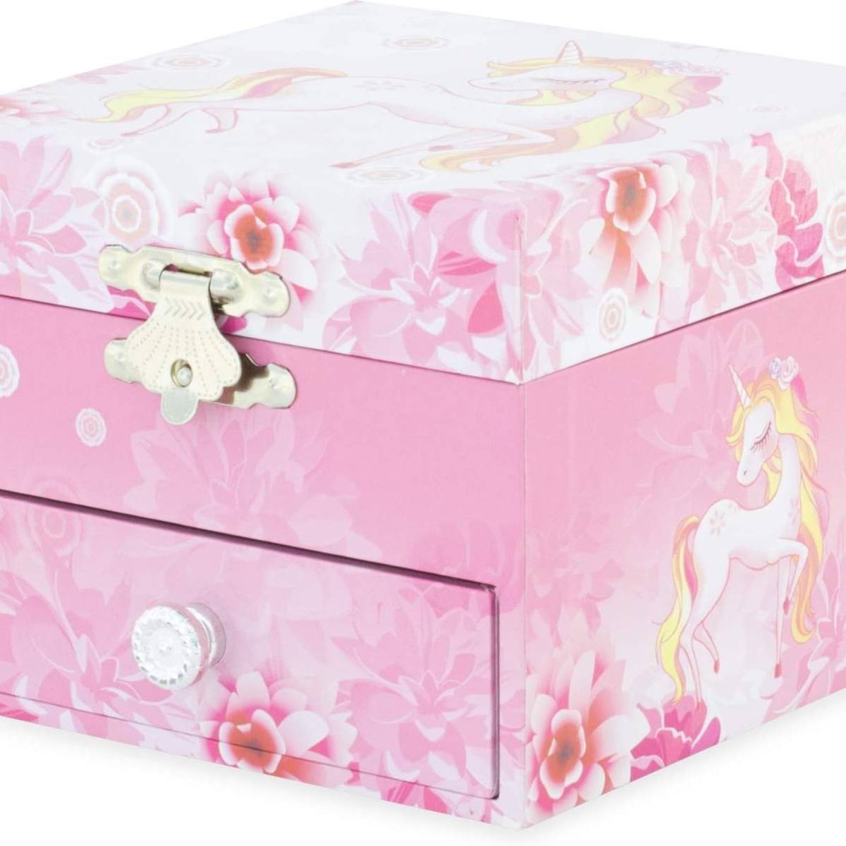 Boite à bijoux musicale Licorne Fleurs