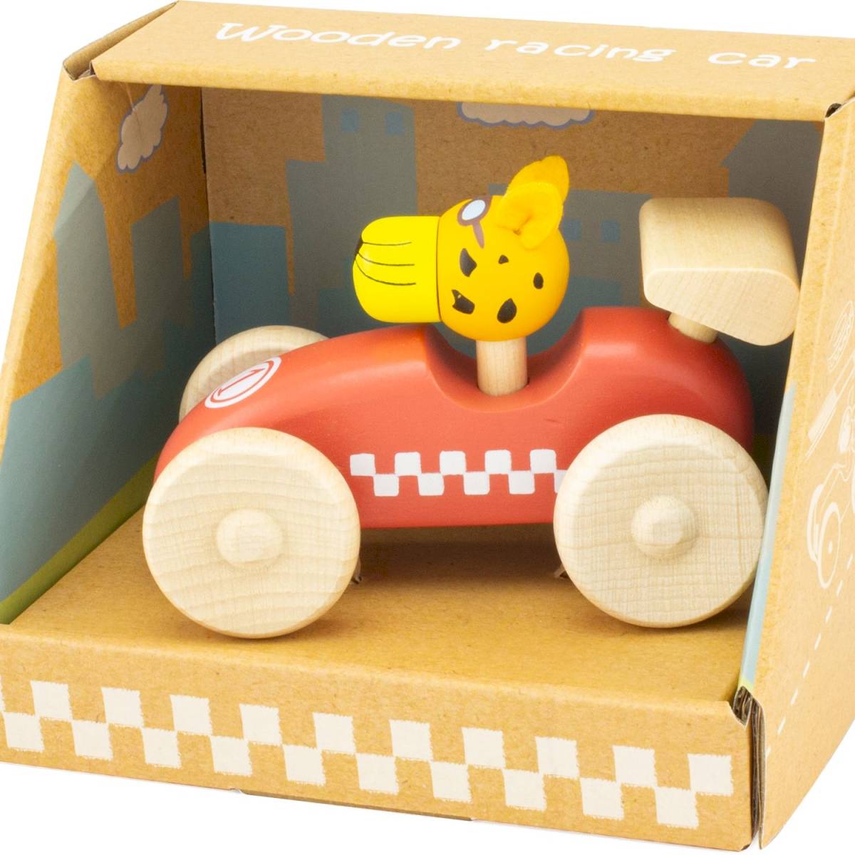 Voiture de course en bois Rouge