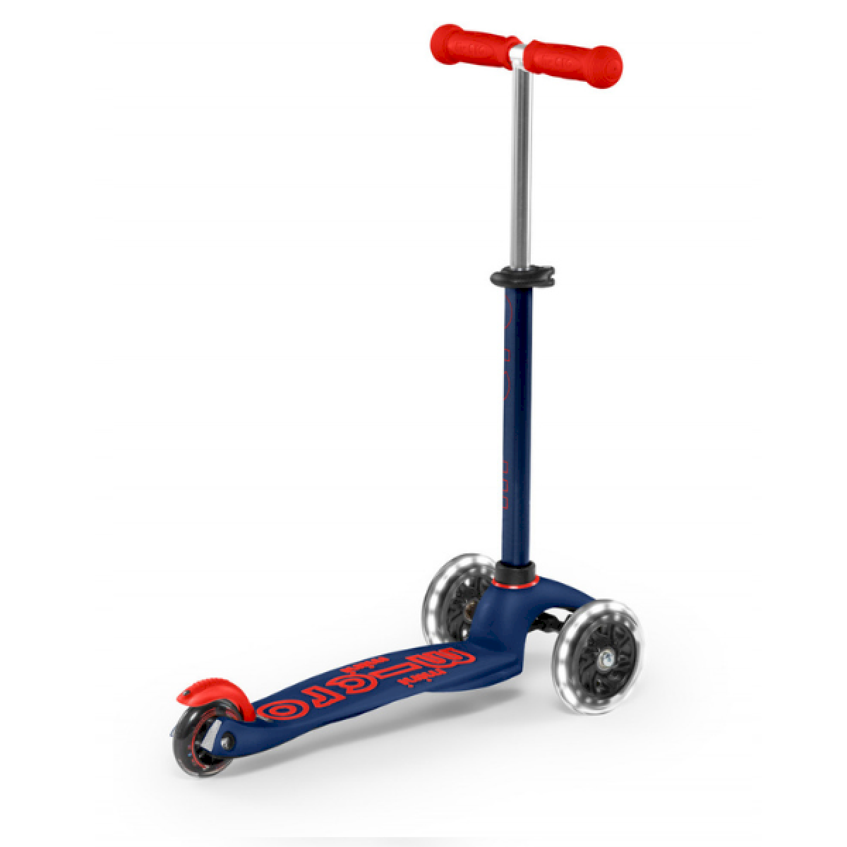 Trottinette 3 roues mini Micro Deluxe bleu marine et rouge Led
