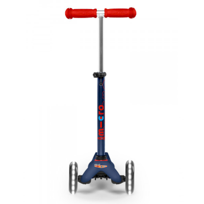 Trottinette 3 roues mini Micro Deluxe bleu marine et rouge Led