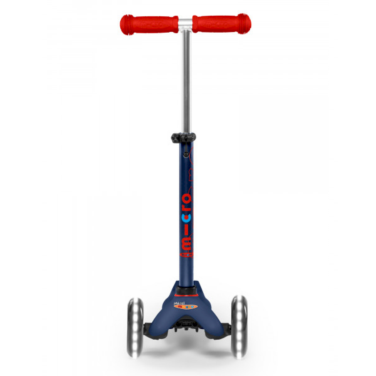 Trottinette 3 roues mini Micro Deluxe bleu marine et rouge Led