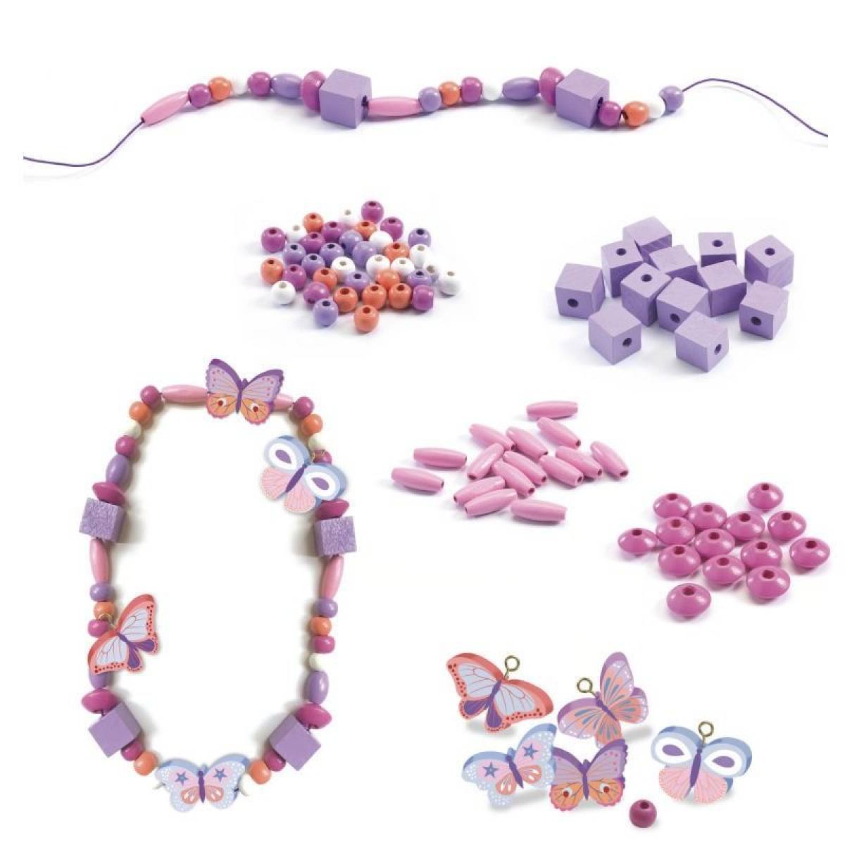 Perles en bois Papillons