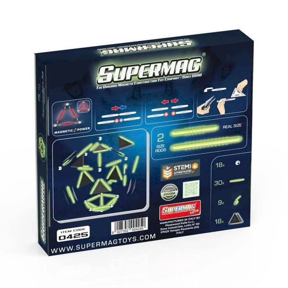 Construction magnétique Supermag Geometry Glow 75 pièces