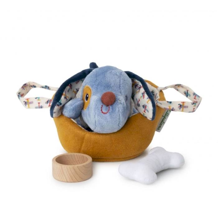 Peluche Jules le chien et son panier
