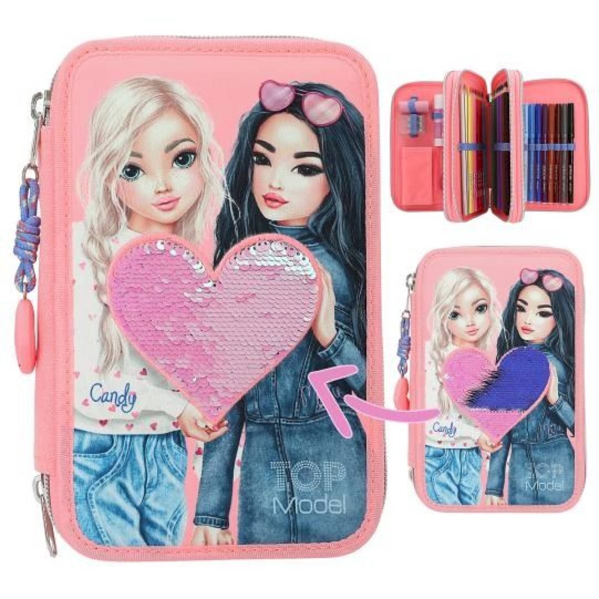 Trousse à crayons 3 compartiments Candy et Miju