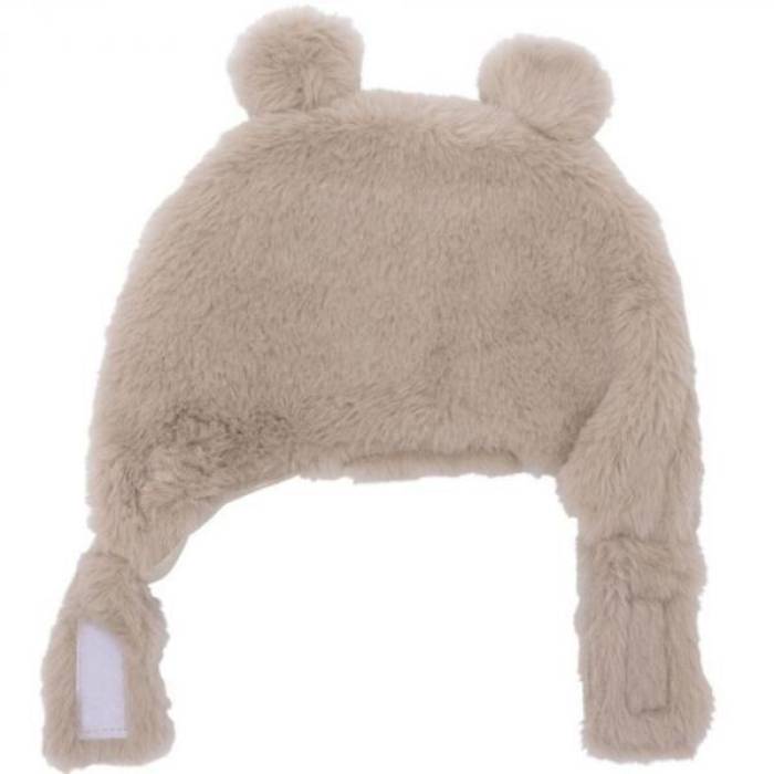 Bonnet Ours fausse fourrure beige 6-12 mois