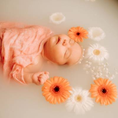 Carte Cadeau - Bain enveloppé photographié avec fleurs