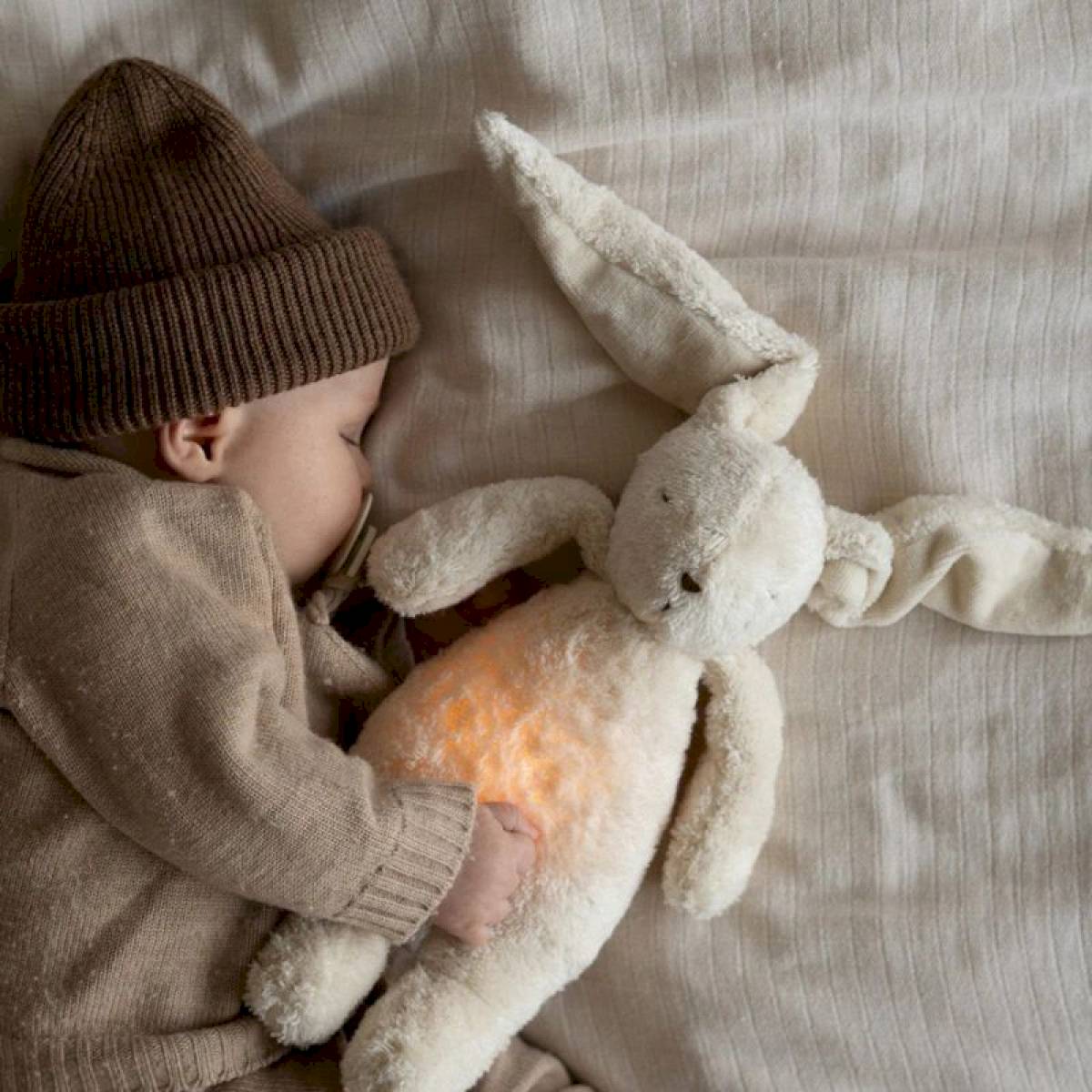 Peluche veilleuse Lapin Moonie - coloris sable