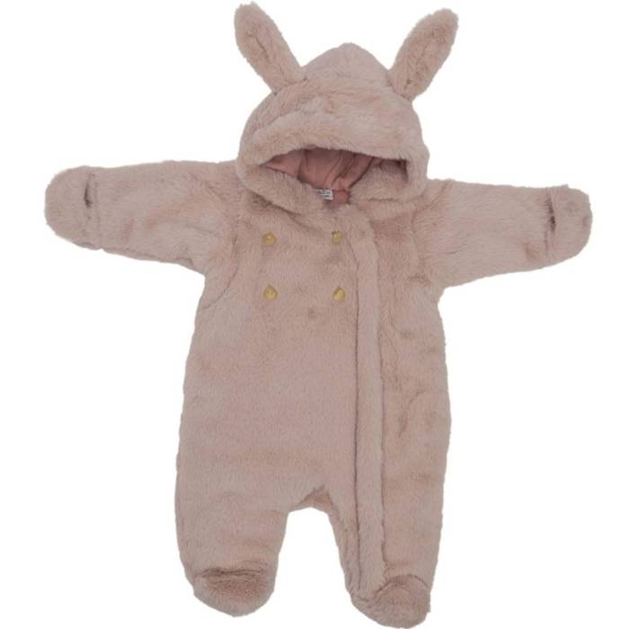 Combi pilote Lapin fausse fourrure rose pétale 6-12 mois