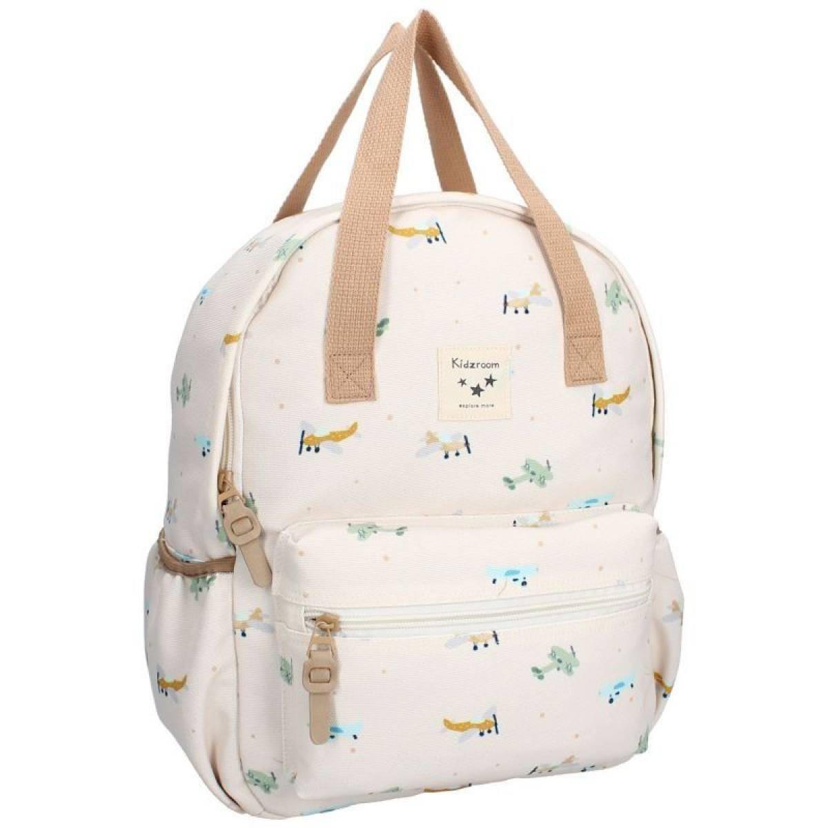 Sac à dos enfant à anses Avions beige - Kidzroom