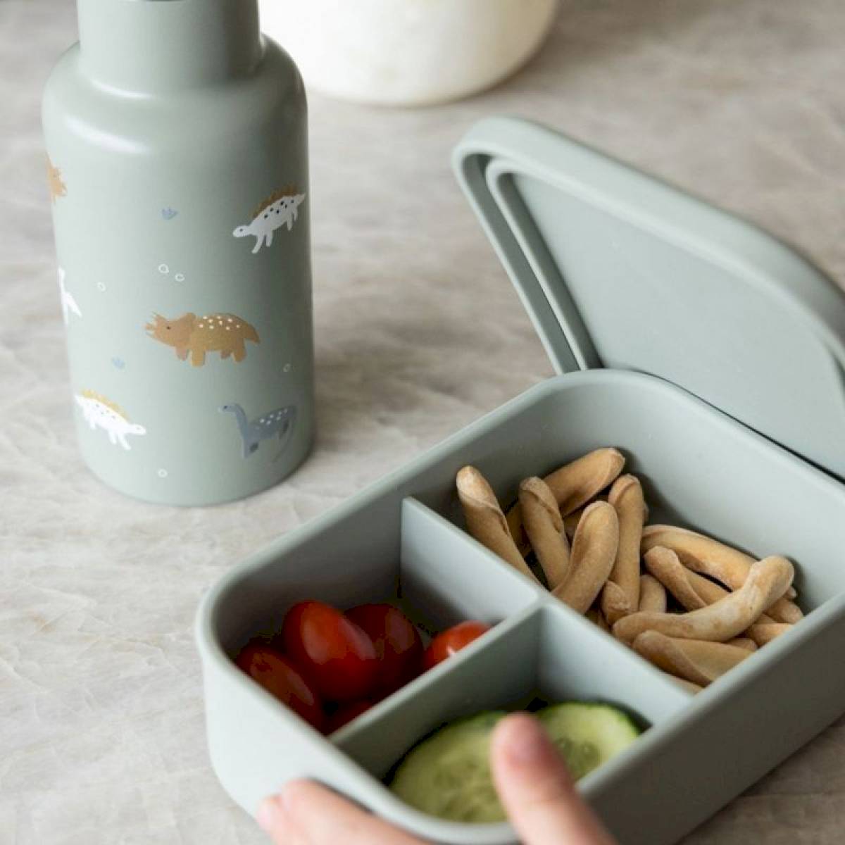 Lunch box en silicone Dino vert