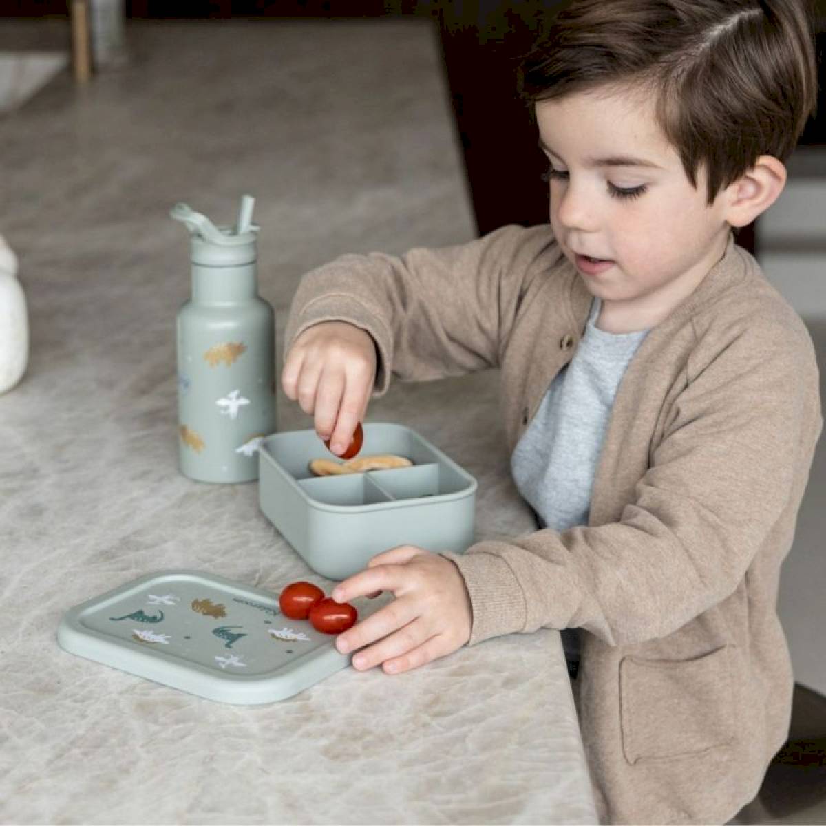 Lunch box en silicone Dino vert