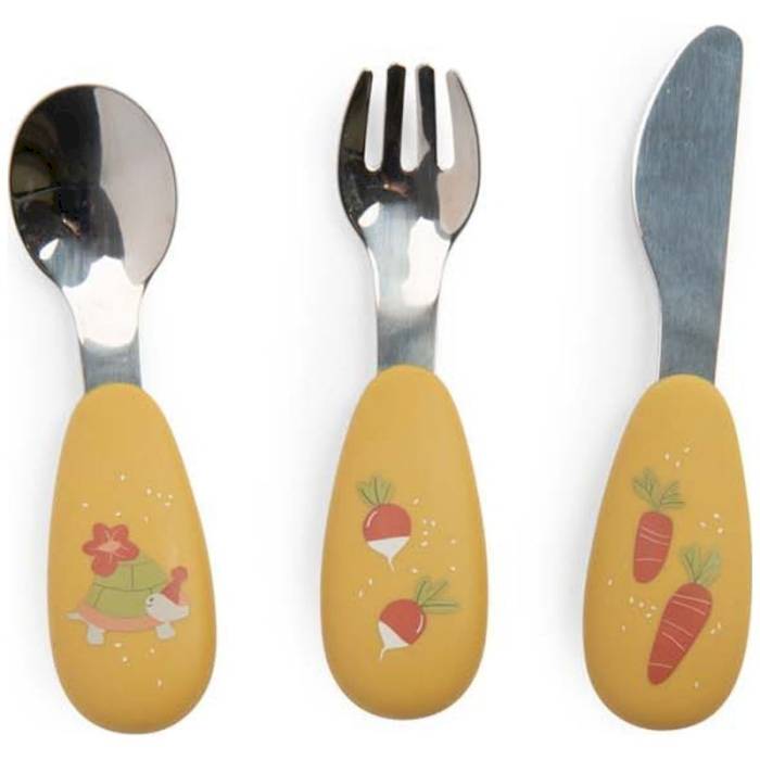 Set de couverts bébé en silicone Trois petits lapins