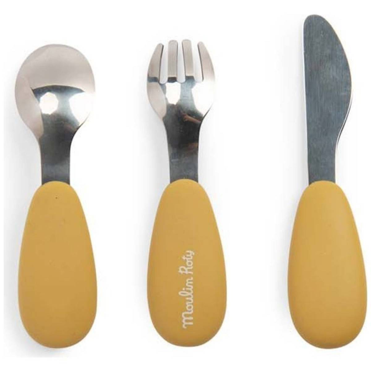 Set de couverts bébé en silicone Trois petits lapins
