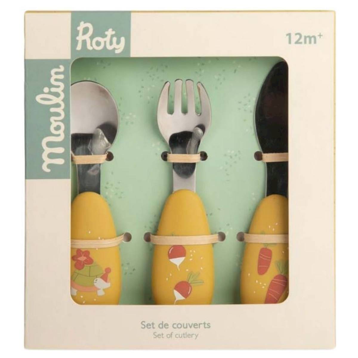 Set de couverts bébé en silicone Trois petits lapins